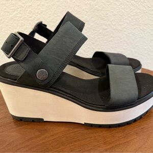 Timberland Koralyn Black and White Wedge Sandals